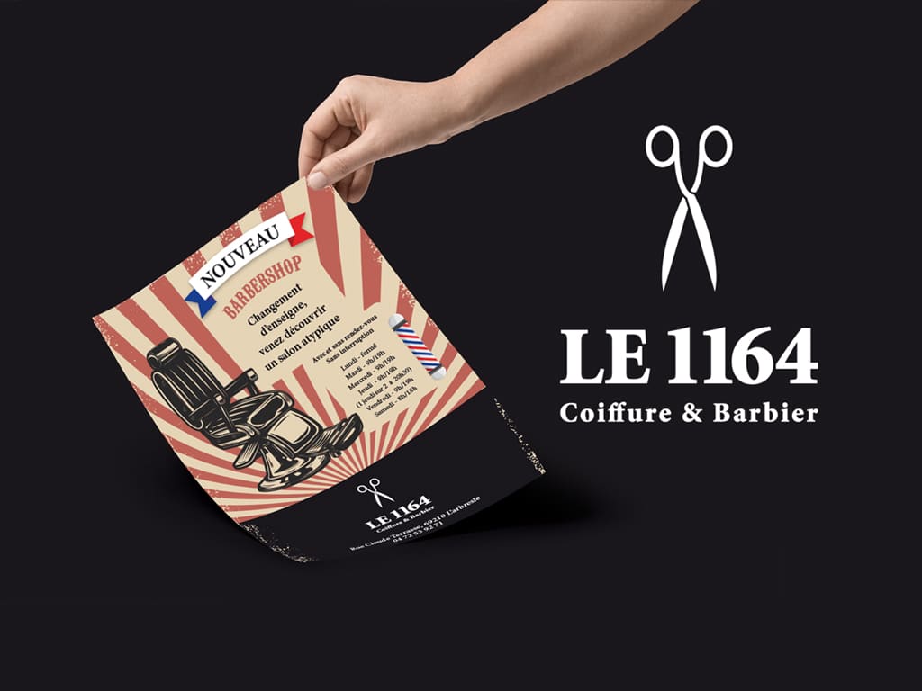 Le1164 barbershop, création de logo, agence Adigone